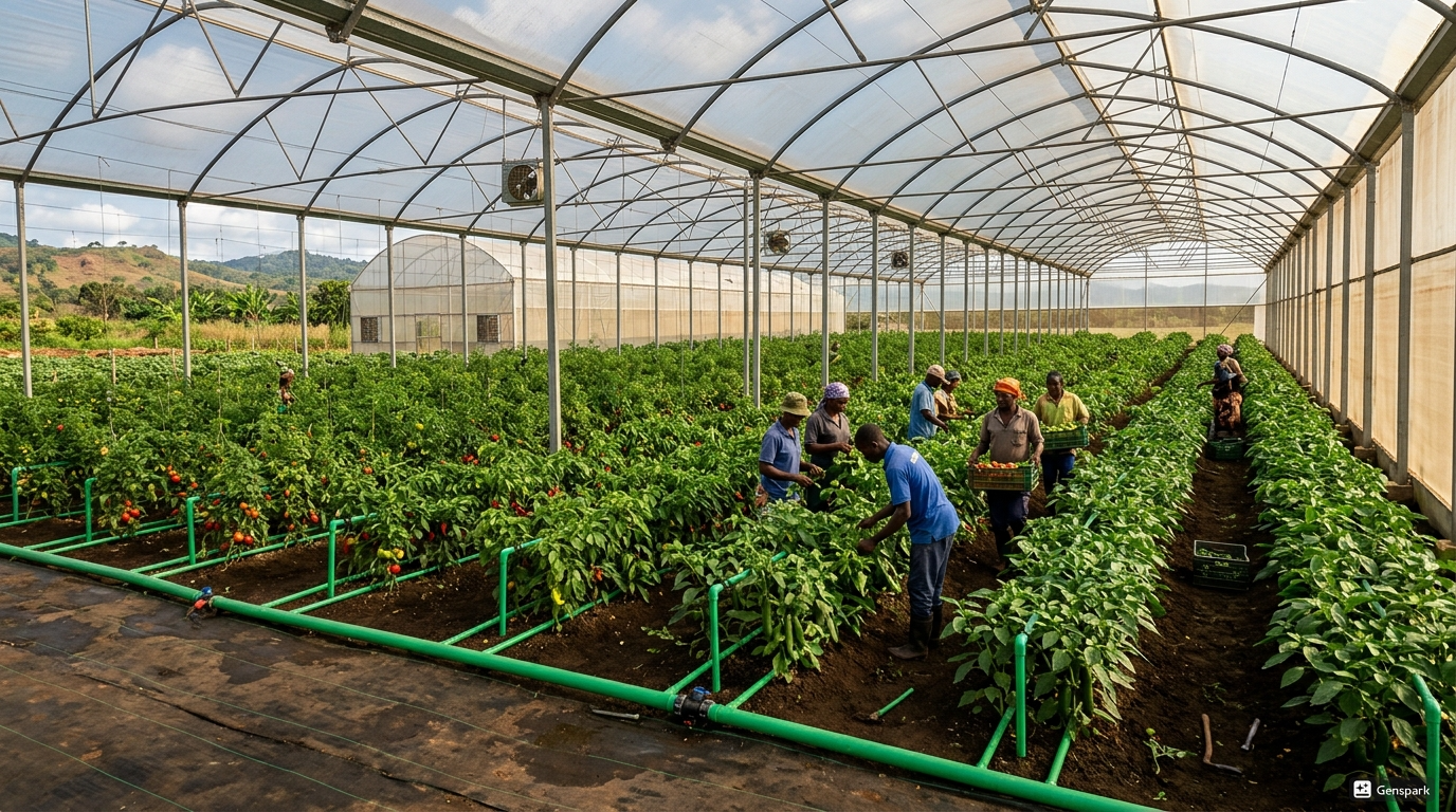 Complexe agricole sous serre avec irrigation moderne