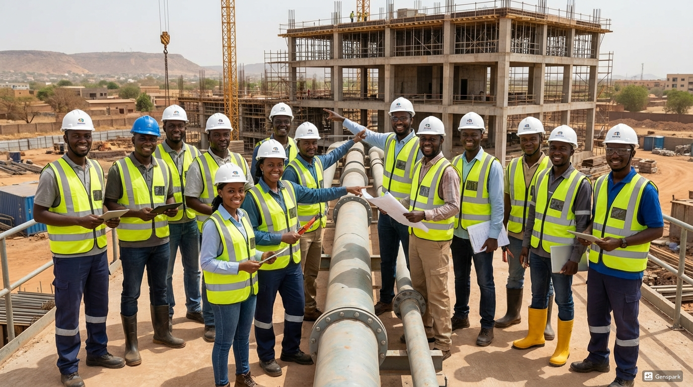 Equipe d ingenieurs et de supervision sur chantier BTP